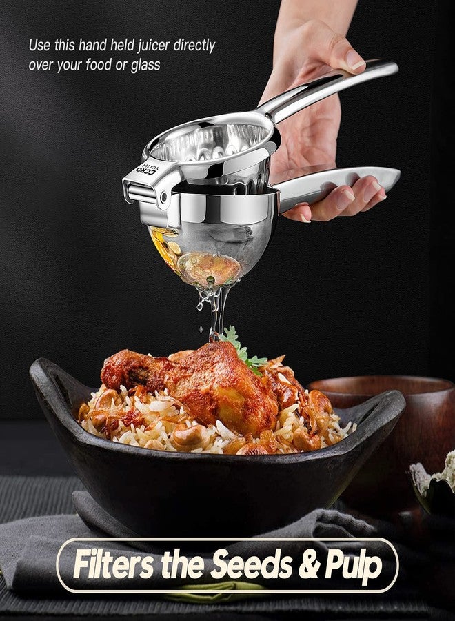 CCKO Lemon Lime Squeezer Stainless Steel Manual Juicer Extra Large Heavy Duty Citrus Juicer Hand Press Max Extraction Fruit Juicer for Oranges Lemons Limes - Image 5